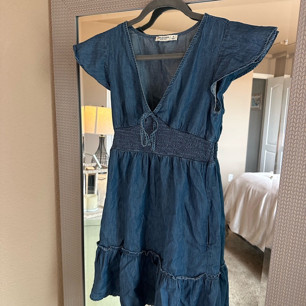 Blue Denim Dress with Flutter Sleeves